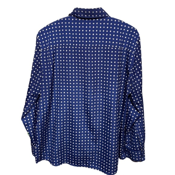 Michael Kors Blue Polka Dot Button Up Long Sleeve Shirt - Picture 2 of 6